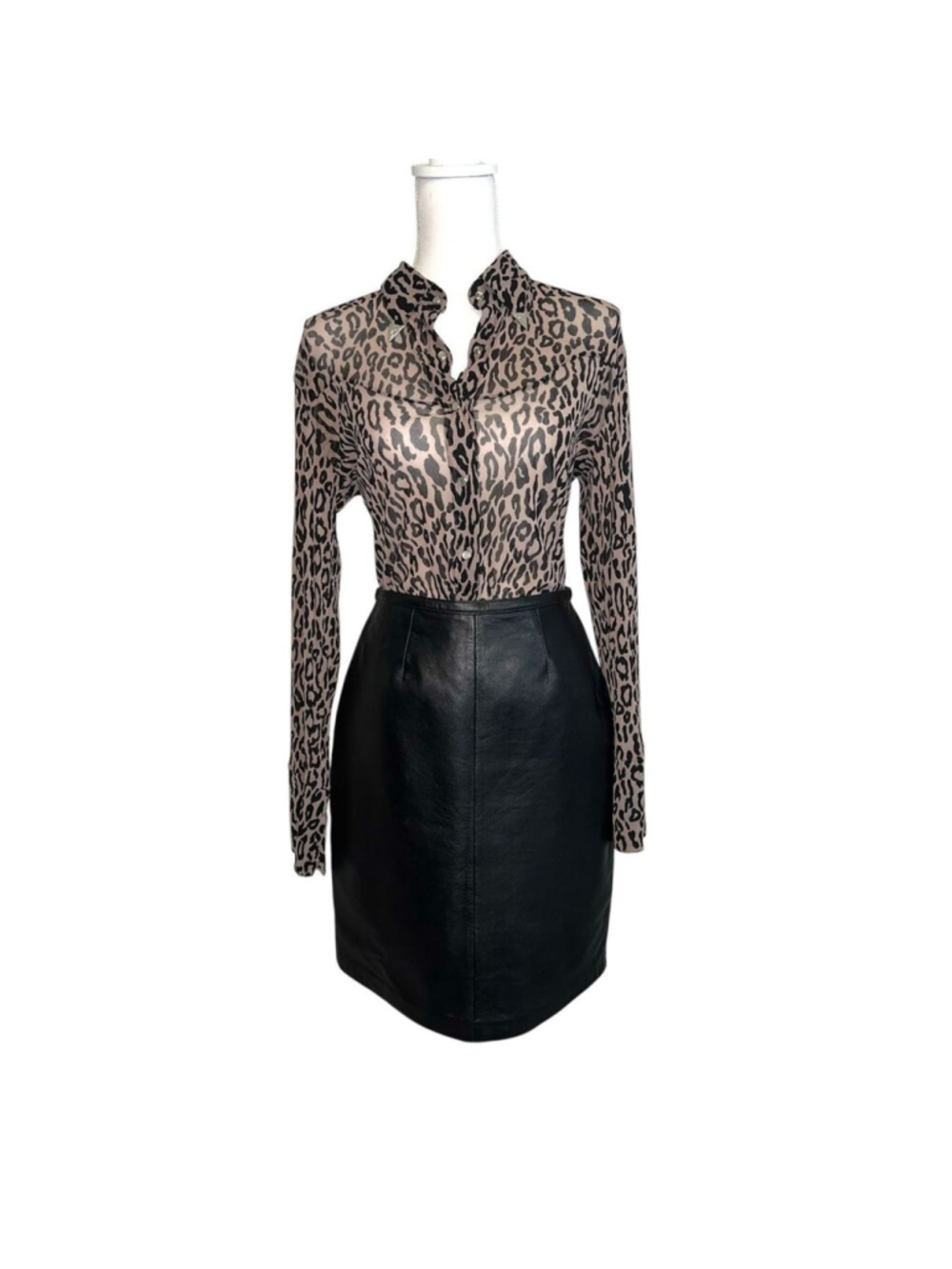 Black Leather Mini Knee Skirt Women’s 6P